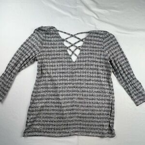 Maurices - Women’s Cardigan - Black, Gray, White - Medium - Criss Cross Back